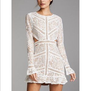 FOR LOVE AND LEMONS WHITE EMERIE CUTOUT DRESS XS